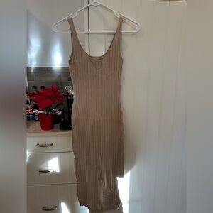 Windsor Tan Ribbed Midi Dress
